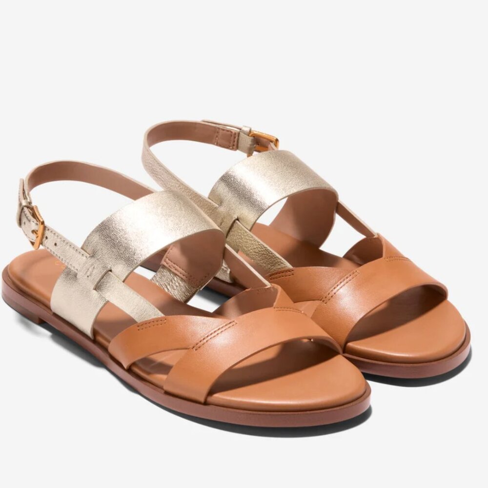 Cole Haan Metallic Gold and Tan Sandals